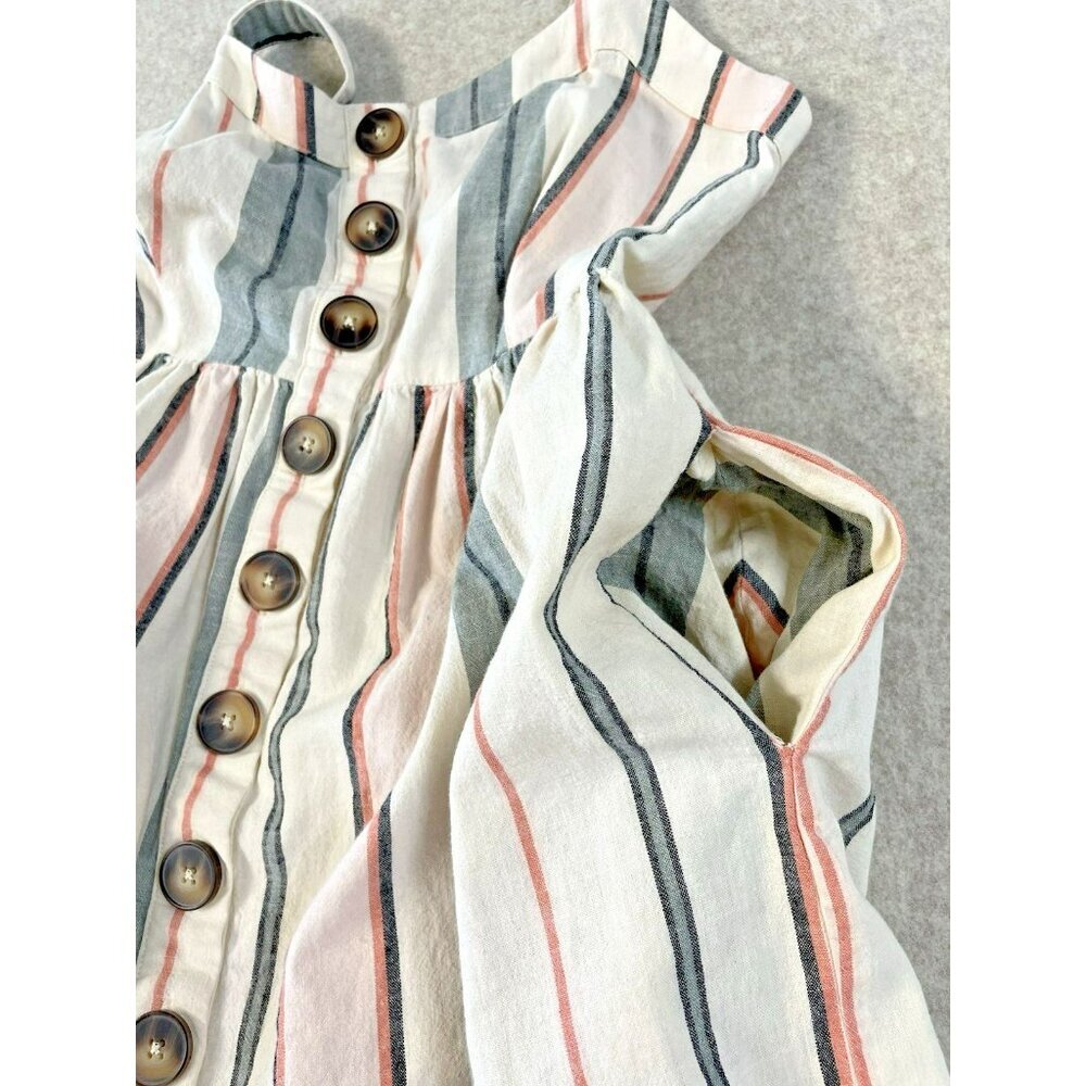 Shyanne Womens Sm Western Sundress Mini Linen Adjustable Straps Button Down - Picture 8 of 16